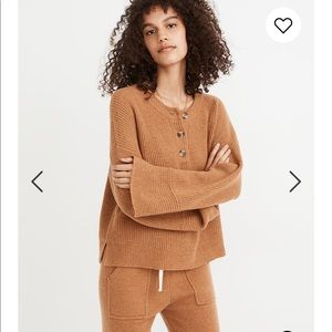 Madewell Cashmere Ribbed Henley Sweater NWT
